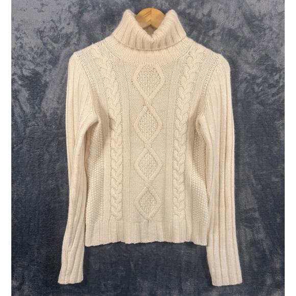 VTG 90s Banana Republic Cable Knit Angora Turtleneck Sweater Women’s Small - Picture 1 of 7